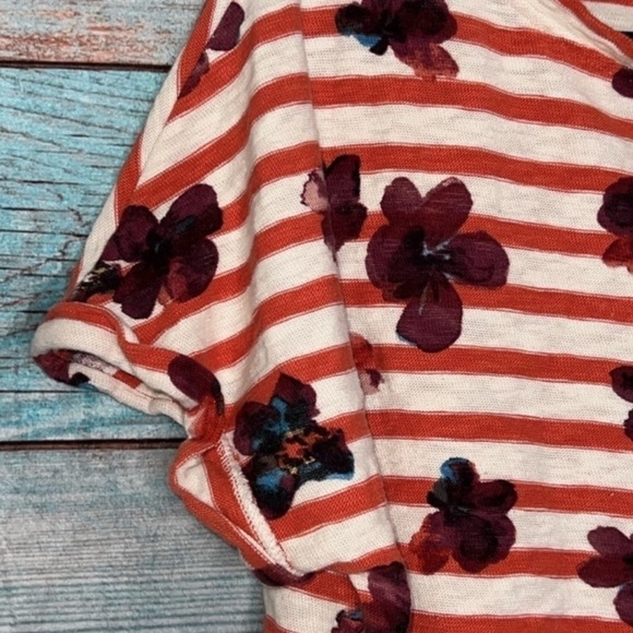 Anthropologie Red and White Striped Floral Top - Picture 8 of 11